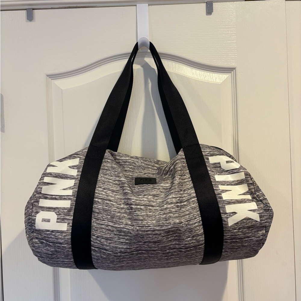 Victoria's Secret PINK Gray Heather logo Duffel Bag